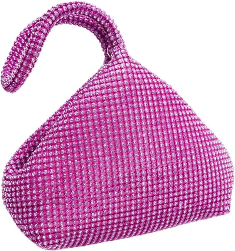 Vista 14 de Bolso de noche para mujer - Tamaño más grande mejorado, clutch de muñeca con diamantes de imitación completos brillantes para fiesta, boda, cita