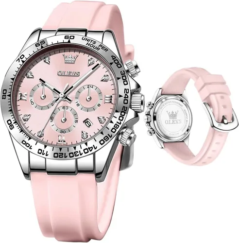 Vista 16 de OLEVS Relojes de diamante de lujo pequeños para mujer - Pulsera de acero inoxidable, impermeables, analógicos, luminosos, con fecha, relojes