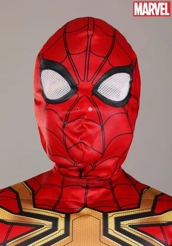 Vista 4 de Marvel Integrated Spider-Man - Disfraz oficial de Halloween para jóvenes, overol acolchado de alta calidad con máscara de tela