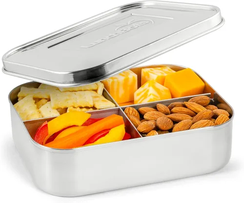 Vista 21 de LunchBots Medium Uno - Recipiente para sándwiches de acero inoxidable, diseño abierto para envolturas, ensaladas o una comida pequeña, ecológico