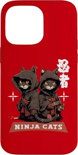 Vista 21 de iPhone 16 Kawaii Japanese Writing Samurai Ninja Cats Samurai Case