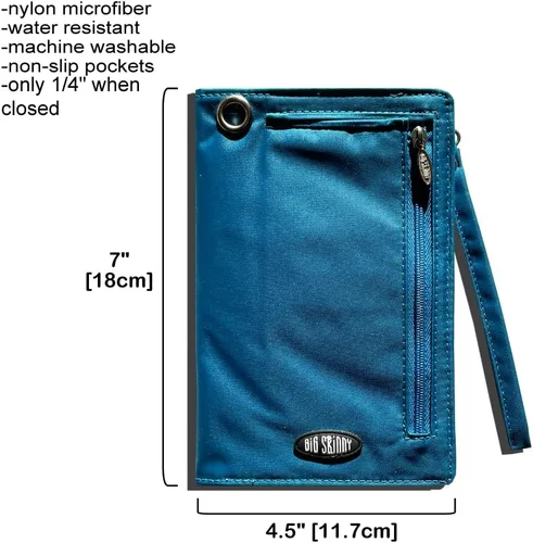 Vista 6 de Big Skinny MyPhone - Cartera delgada con bloqueo RFID para mujer, tamaño grande, con capacidad para hasta 20 tarjetas, azul océano