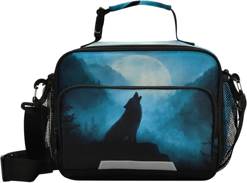 Vista 13 de Vangogh - Lonchera para niños con diseño de noche estrellada, organizador de doble aislamiento, impermeable y reutilizable, bolsa de comida