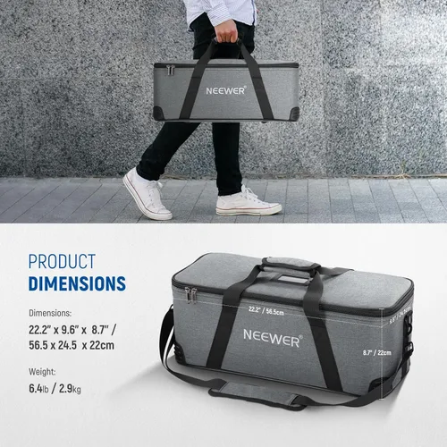 Vista 2 de NEEWER Bolsa de transporte con correa para el hombro, asa, espuma móvil acolchada para luz de estudio CB300C CB200C FS300C FS230C FS150C CB300B