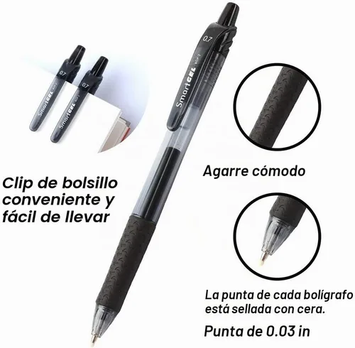 Vista 4 de Paquete de 30 bolígrafos de gel negros, bolígrafos retráctiles de tinta de gel de punta media, escritura suave para escuela, oficina, hogar, agarre