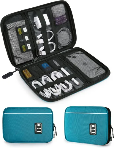 Vista 10 de Funda organizadora BAGSMART universal y portátil para cables y cargadores, Negro Accesorios de la tecnología, almacenamiento del cable