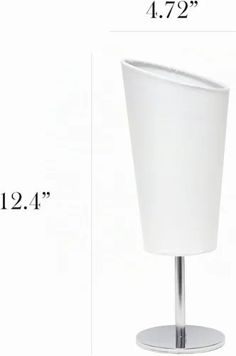 Vista 3 de Simple Designs LT1208-WHT - Lámpara de mesa compacta de 12.4 pulgadas, brillante y llamativa, cromada, con pantalla de tela en ángulo, para sala