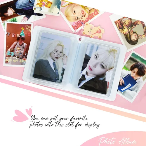 Vista 2 de Carpeta para tarjetas fotográficas de 3 pulgadas, mini álbum de fotos con colgante para coleccionar fotos Kpop, 40 bolsillos (marrón)