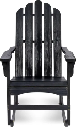 Vista 2 de Shine Company Marina Adirondack - Mecedora de madera para interiores y exteriores, color negro