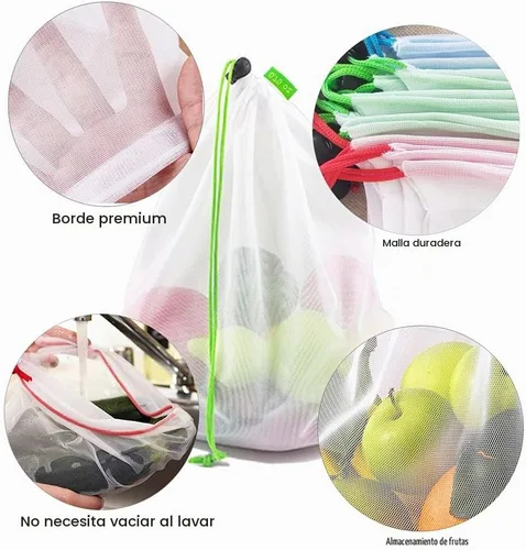 Vista 3 de 16 bolsas pequeñas de malla para juguetes para almacenamiento, 3 tamaños reutilizables de malla con cordón para productos, bolsa de rompecabezas