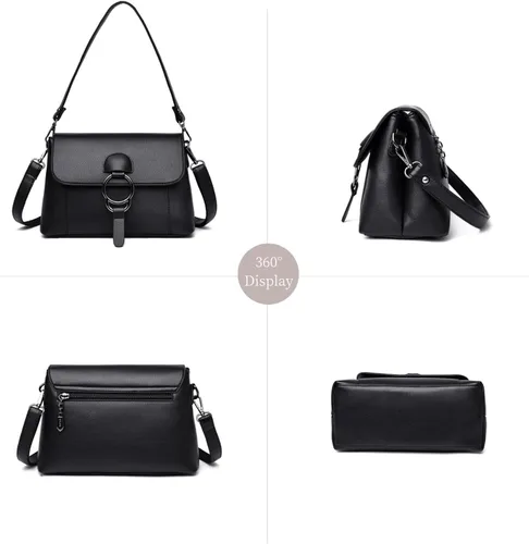 Vista 9 de Bolso cruzado de cuero para mujer, con múltiples bolsillos, bolso de hombro, bolsos y bolsos de mano, bolso de mano, bolso de mano con asa superior
