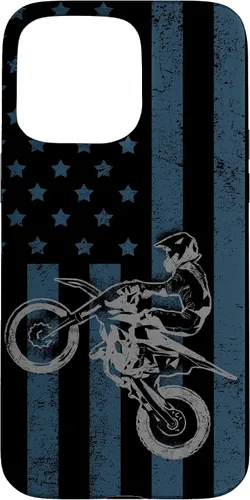 Vista 31 de Dirt Bike US Flag Vintage Motocross Racing Case for iPhone 17