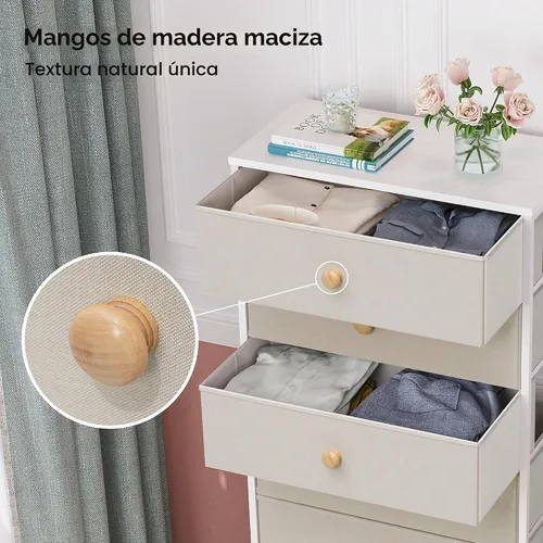 Vista 6 de Crestlive Products Tocador alto, torre de almacenamiento de 7 cajones de tela, cómodas - Unidad organizadora vertical para dormitorio, pasillo