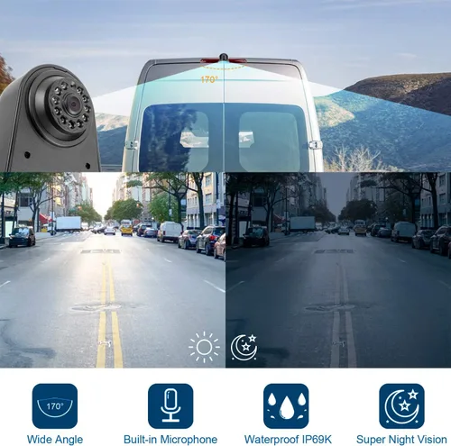 Vista 6 de DALLUX Sprinter - Cámara de visión trasera para Benz Sprinter/VW Crafter Van,3er gran angular impermeable micrófono de visión nocturna incorporada