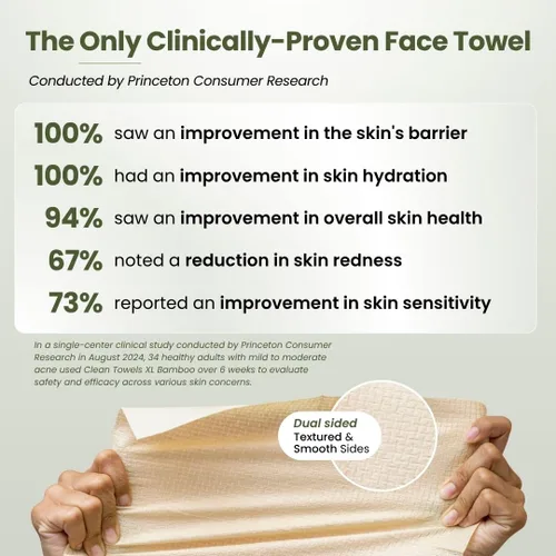 Vista 2 de Clean Skin Club Bamboo Viscose Clean Towels XL 100% USDA Toalla facial a base de biológicas USDA, toalla facial desechable, toallitas secas