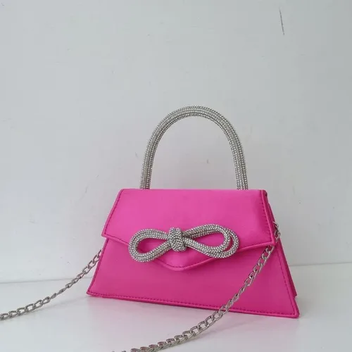Vista 4 de AFB Bolsos de mano de noche con diamantes de imitación para mujer, con lazo de satén, bolso cruzado para fiesta, boda, baile de graduación