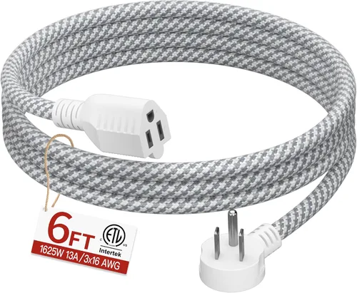 Vista 12 de Cable de extensión corto de 16/3 de 1 pie, cable de extensión negro flexible y duradero, cable de alimentación de 3 clavijas para interiores