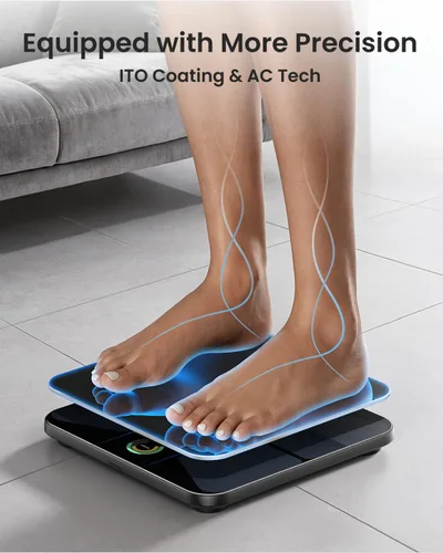Vista 5 de RENPHO Báscula con IMC, grasa corporal, masa muscular, báscula inteligente para peso corporal, balanza de composición corporal Wi-Fi y Bluetooth