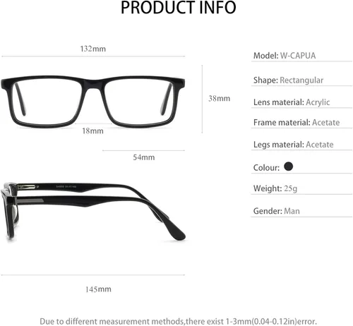 Vista 6 de OCCI CHIARI Mens Rectangle Eyewear Frame Full-Rim Non-prescription Clear Optical Glasses