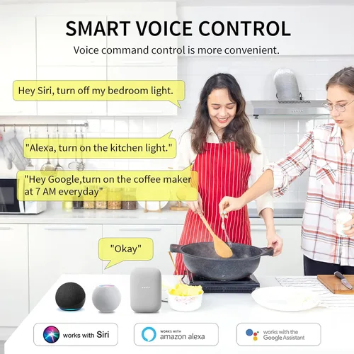 Vista 2 de Minoston Matter - Enchufe inteligente, compatible con Alexa, Google Home, Apple Home, SmartThings, Siri, Smart Outlet 15A Max, control remoto