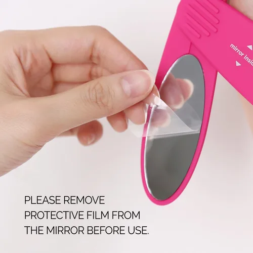 Vista 4 de Cepillo de pelo plegable compacto con espejo, peine desenredante para adultos y niños, portátil para viajes y almacenamiento, cabello húmedo y seco