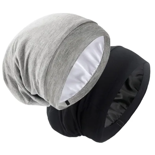 Vista 7 de Gorro de Dormir con Forro de Satén de Seda - Ajustable que se Mantiene Toda la Noche, Cobertura Envolvente para el Cabello, Gorro Holgado