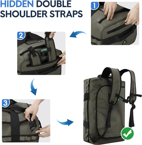 Vista 2 de Haimont Mochila de lona para gimnasio, bolsa de lona para hombre, grandes bolsas deportivas con correas de mochila para senderismo, viajes