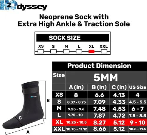 Vista 5 de H2ODYSSEY Calcetines de buceo de neopreno de 0.197 in - Calcetines de agua con tobillo alto para una protección extendida