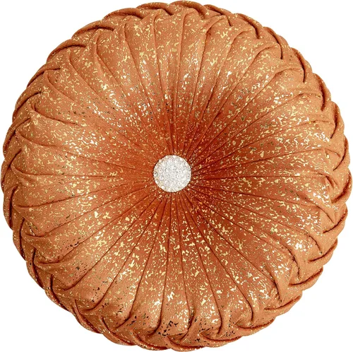 Vista 9 de EUCIOR Almohada decorativa redonda, almohada circular hecha a mano, almohadas redondas de cuero metálico liso para sofá, decoración del hogar