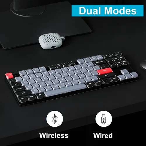 Vista 2 de Keychron K1 Pro Teclado mecánico inalámbrico RGB personalizado, 80% de diseño intercambiable en caliente QMK/VIA programable, ultra delgado perfil