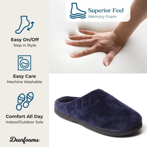 Vista 3 de Dearfoams Darcy - Pantuflas de velour de microfibra, tipo zueco con bordes acolchados, para mujer
