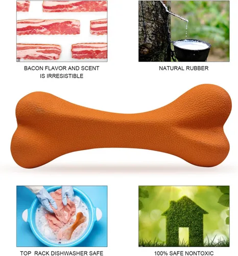 Vista 2 de Juguetes para perros para masticadores agresivos, juguete de hueso de perro súper masticable, resistente, para perros grandes y medianos, raza
