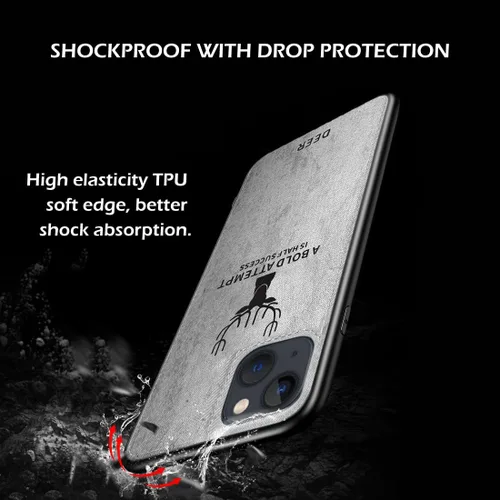 Vista 3 de Funda protectora de tela TPU con textura suave de lujo para iPhone 13, resistente a la suciedad, antigolpes, antihuellas, protección de cuerpo Negro