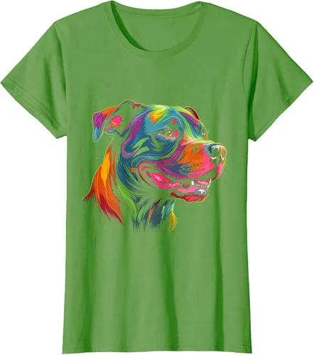 Vista 4 de Pit Bull Mom Dog Lover Colorido Artistic Pitbull Owner - Camiseta para mujer, Negro