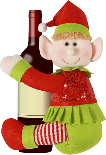 Vista 4 de Adornos de elfo para la parte superior del árbol de Navidad, decoración única y divertida de Navidad de peluche de elfo abrazador para adornos