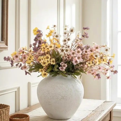 Vista 8 de Orange Faux Wildflowers for Fall Decor, Artificial Mum Look For Porch