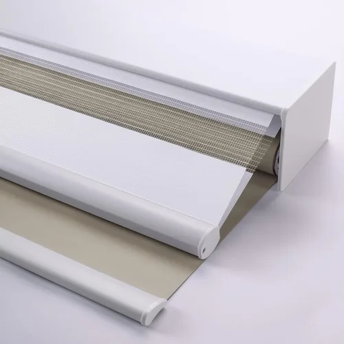 Vista 8 de Manual Day & Night Roller Shade (82010L Grey) Dual layer design for flexible light control, privacy adjustment, UV protection, ideal for bedroom