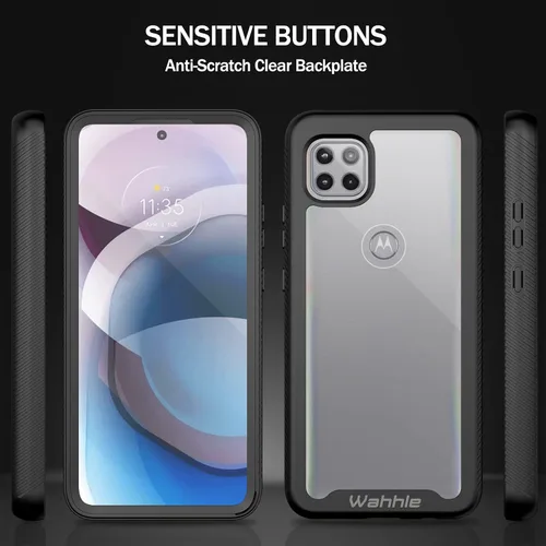 Vista 5 de Funda compatible con Motorola One 5G Ace, protector de pantalla integrado de cuerpo completo, a prueba de golpes, ajuste delgado, parachoques funda