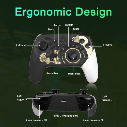 Vista 6 de BELOPERA Switch Pro Controller Compatible with Switch OLEDLITE Controller, Wireless Pro Controller for Switch, Rechargeable Remote Controller with