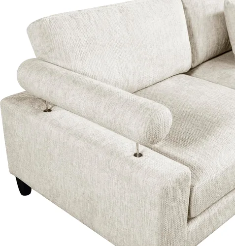 Vista 10 de Lexicon Sofá modular de 120 pulgadas, sofá modular de microfibra de gran tamaño de 4 plazas en forma de L, 6 almohadas decorativas y arreglo Beige