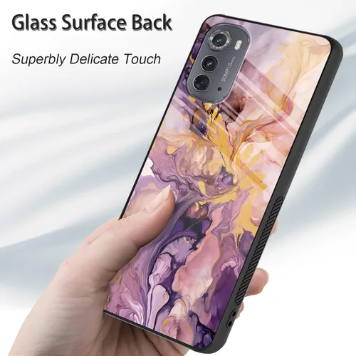 Vista 155 de Funda para Motorola Moto Edge 2022, cubierta trasera de vidrio templado con protector de pantalla, funda protectora a prueba de golpes para Motorola