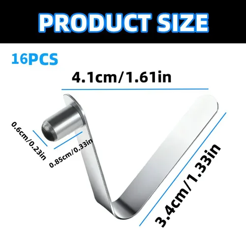 Vista 2 de 16 clips de resorte de pala de 0.236 pulgadas, clips de resorte para poste de tienda, clip de resorte de botón, botón de resorte de acero inoxidable