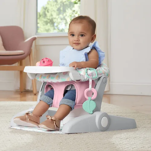 Vista 4 de Summer Infant Asiento de Piso de 3 Posiciones para Aprender a Sentarse Etapas, Rosa Dulce-y-Agrio – Sienta al Bebé para Ver el Mundo – Asiento