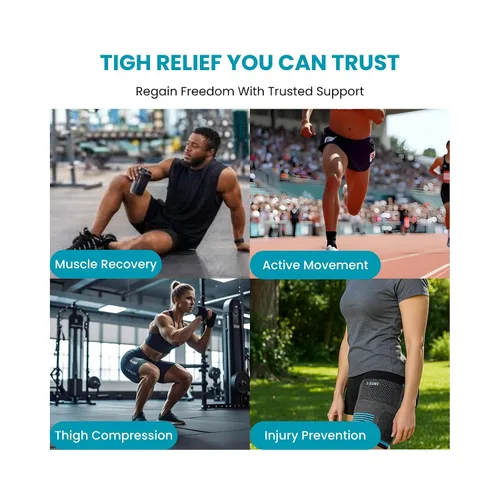Vista 5 de Femoris-Knit Thigh Compression Sleeve for Men & Women Quad, Hamstring & Groin Support Breathable 4-Way Stretch Brace for Running, Sports &