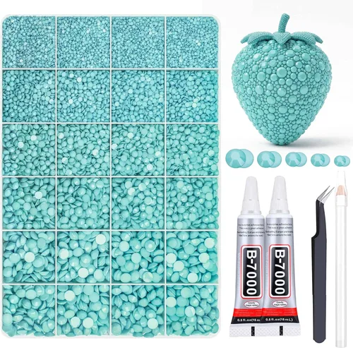 Vista 8 de 27000PCs Resin Rhinestones Kit, 2-6mm Crystal Diamond Gems with Picker Pencil, Tweezer & 2 Glue Bottles, Flatback Rhinestone Set for Diamond