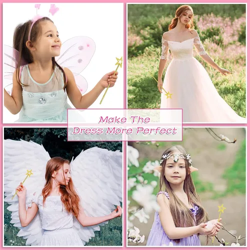 Vista 6 de Meanplan 36 varitas de hadas de 13 pulgadas, varitas de princesa con estrella mágica, palitos de bruja de ángel, accesorios de disfraz de hada