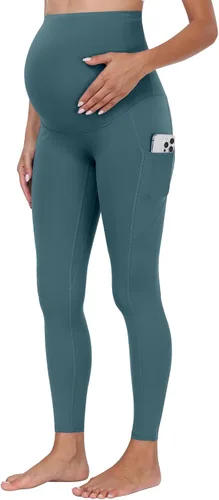 Vista 36 de WHOUARE Leggings de maternidad sobre el vientre con bolsillos para mujer, cintura alta, entrenamiento, pantalones de yoga