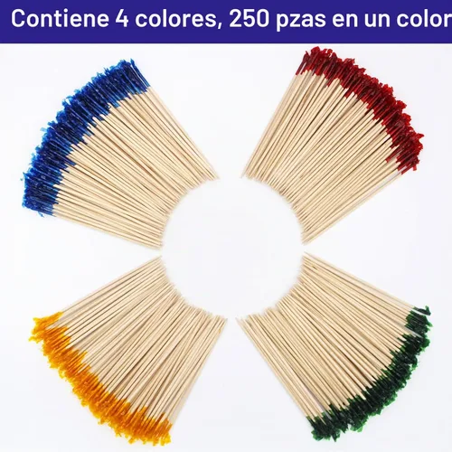 Vista 6 de BLUE TOP Palillos de dientes de madera con volantes de 4 pulgadas, paquete de 1000 palillos de dientes decorativos de madera, palillos de dientes