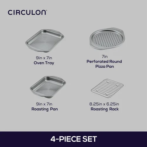 Vista 2 de Circulon Total Bakeware - Juego de horno tostador antiadherente y sartén personal para pizza, 4 piezas
