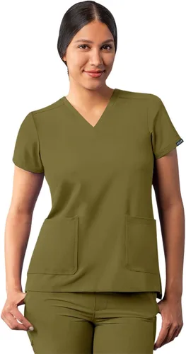 Vista 13 de Adar Addition - Ropa quirúrgica para mujer, moderna camiseta médica con cuello en V Rosa suave